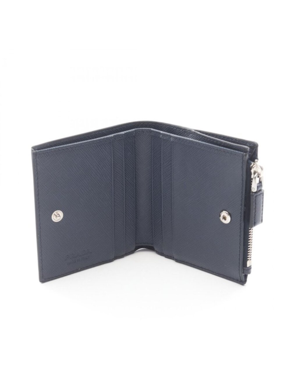 Prada Bifold Wallet Saffiano Navy Leather Triangle Logo - Picture 3 of 5